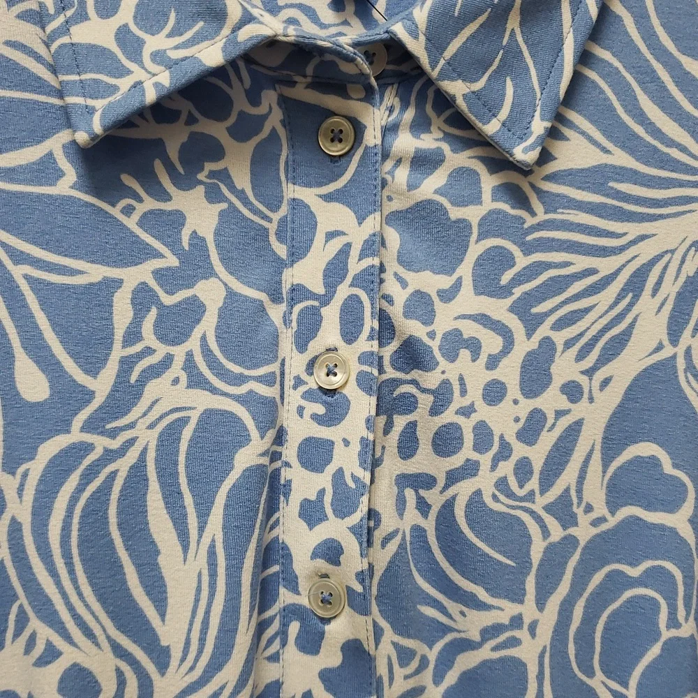 Talbots Blue and White Floral Long Sleeve Dress - Picture 4 of 7